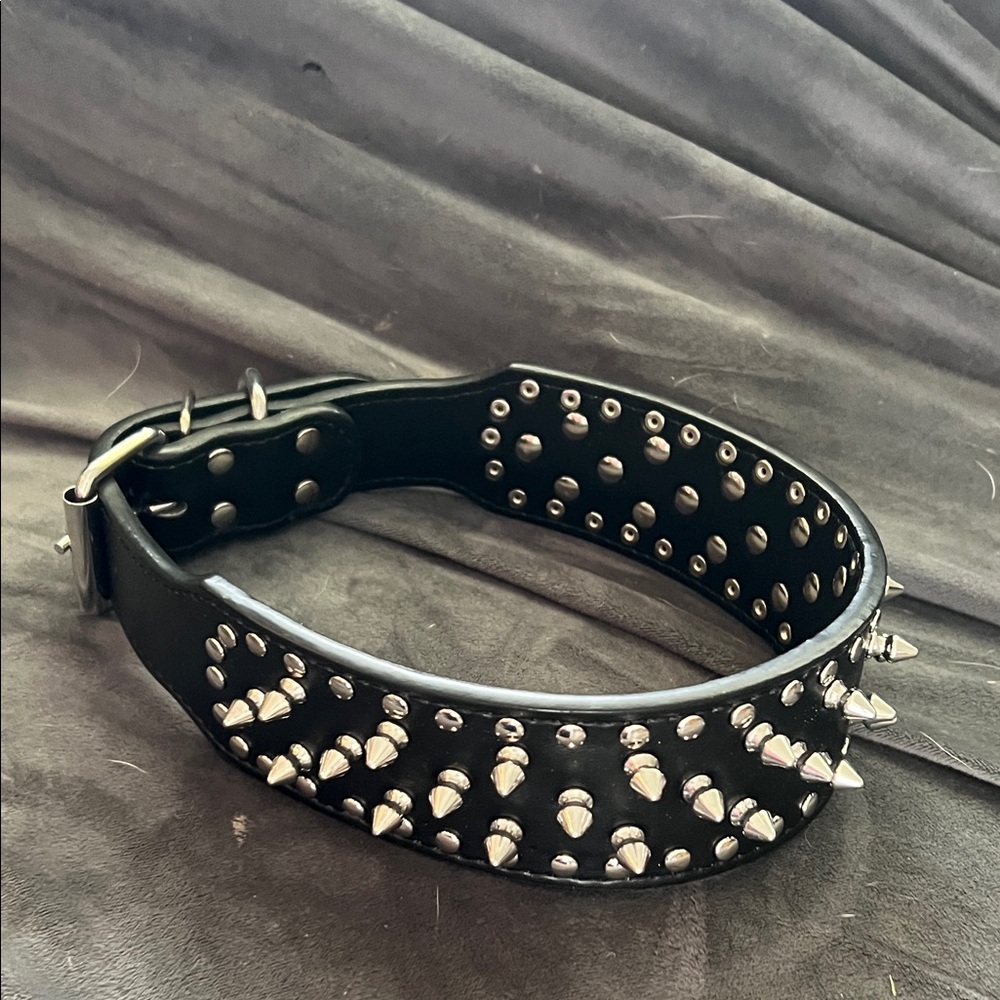 Studded Black Leather Choker